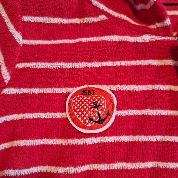 Souris Mini girls 18 months red & white striped swim cover up, New - Picture 3 of 5